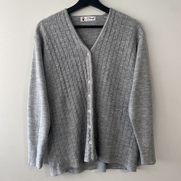 J.M.Knitwears Sweaters - J.M. Knitwears Ludhiana J. Mark Grey Knitted Sparkle Button Cardigan